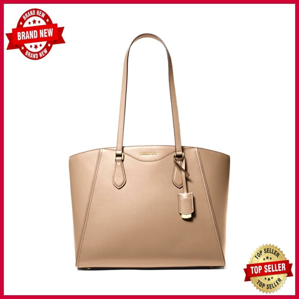 Large Leather Tote Bag with Top Zip Shoulder Strap Work Travel